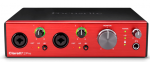Interface audio Focusrite Clarett+ 2Pre rouge avec deux pr�amplificateurs micro, entr�es combo et commandes de monitoring.